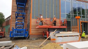 Cedar wood cladding and kingsman sheets at Gosforth Academy