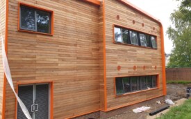 Cedar wood cladding and kingsman sheets at Gosforth Academy Cedar wood cladding and kingsman sheets at Gosforth Academy
