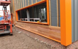 Cedar wood cladding and kingsman sheets at Gosforth Academy Cedar wood cladding and kingsman sheets at Gosforth Academy