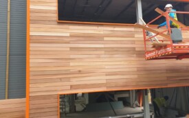 Cedar wood cladding and kingsman sheets at Gosforth Academy Cedar wood cladding and kingsman sheets at Gosforth Academy