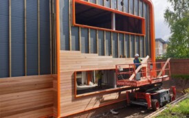 Cedar wood cladding and kingsman sheets at Gosforth Academy Cedar wood cladding and kingsman sheets at Gosforth Academy