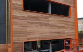 Cedar wood cladding and kingsman sheets at Gosforth Academy Cedar wood cladding and kingsman sheets at Gosforth Academy