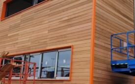 Cedar wood cladding and kingsman sheets at Gosforth Academy Cedar wood cladding and kingsman sheets at Gosforth Academy