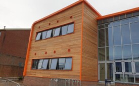 Cedar wood cladding and kingsman sheets at Gosforth Academy Cedar wood cladding and kingsman sheets at Gosforth Academy
