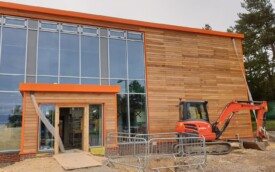 Cedar wood cladding and kingsman sheets at Gosforth Academy Cedar wood cladding and kingsman sheets at Gosforth Academy
