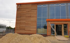 Cedar wood cladding and kingsman sheets at Gosforth Academy Cedar wood cladding and kingsman sheets at Gosforth Academy